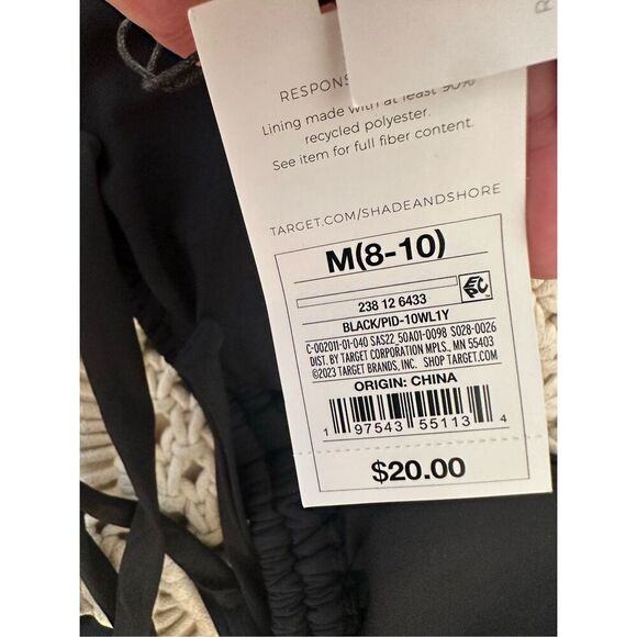 Shade and Shore Black Double Tunnel Triangle Bikini Top Size Medium New - Picture 4 of 4